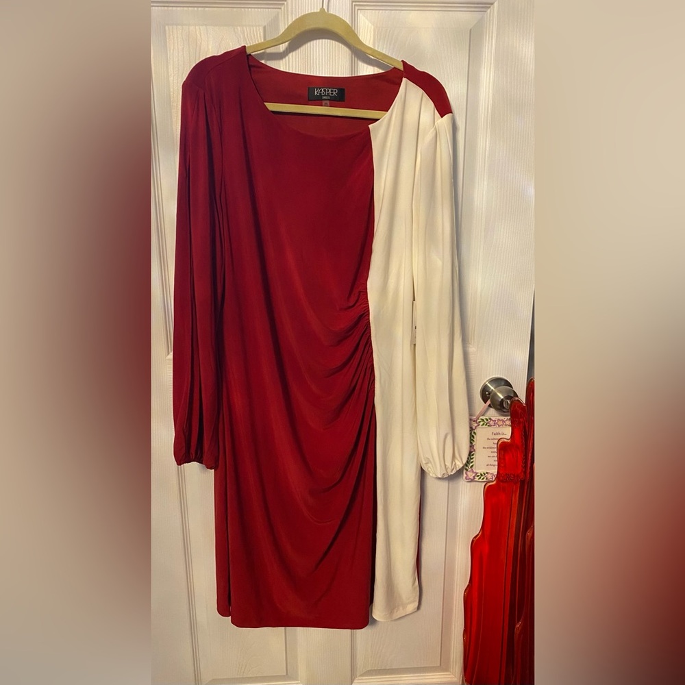Kasper Crimson and Cream Dress